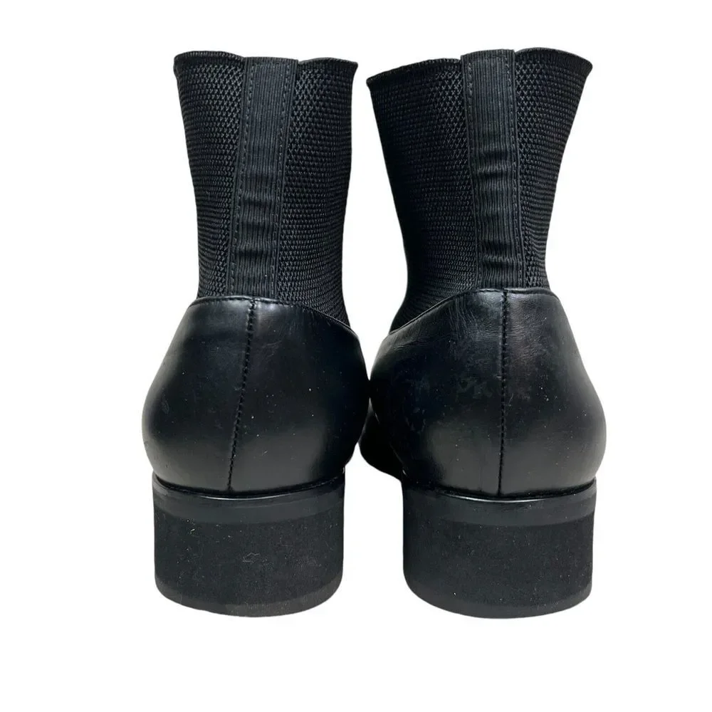 81st & Park Womens Boots Black Leather Stretch Gore Sock Block‎ Heel Size 7.5M